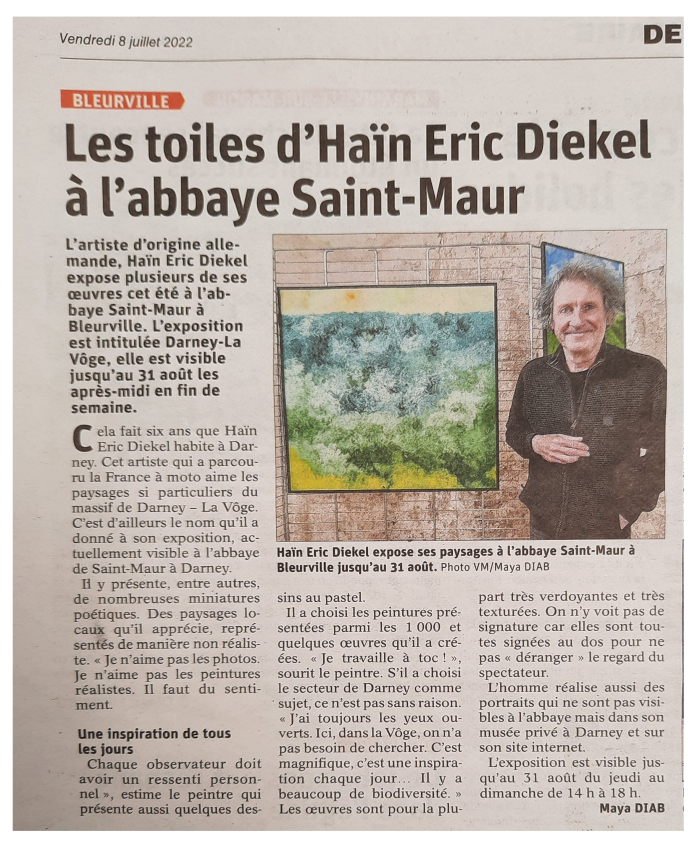 Zeitungsartikel zur Ausstellung in Bleuriville