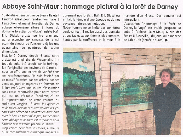 Zeitungsartikel zur Ausstellung in Bleuriville