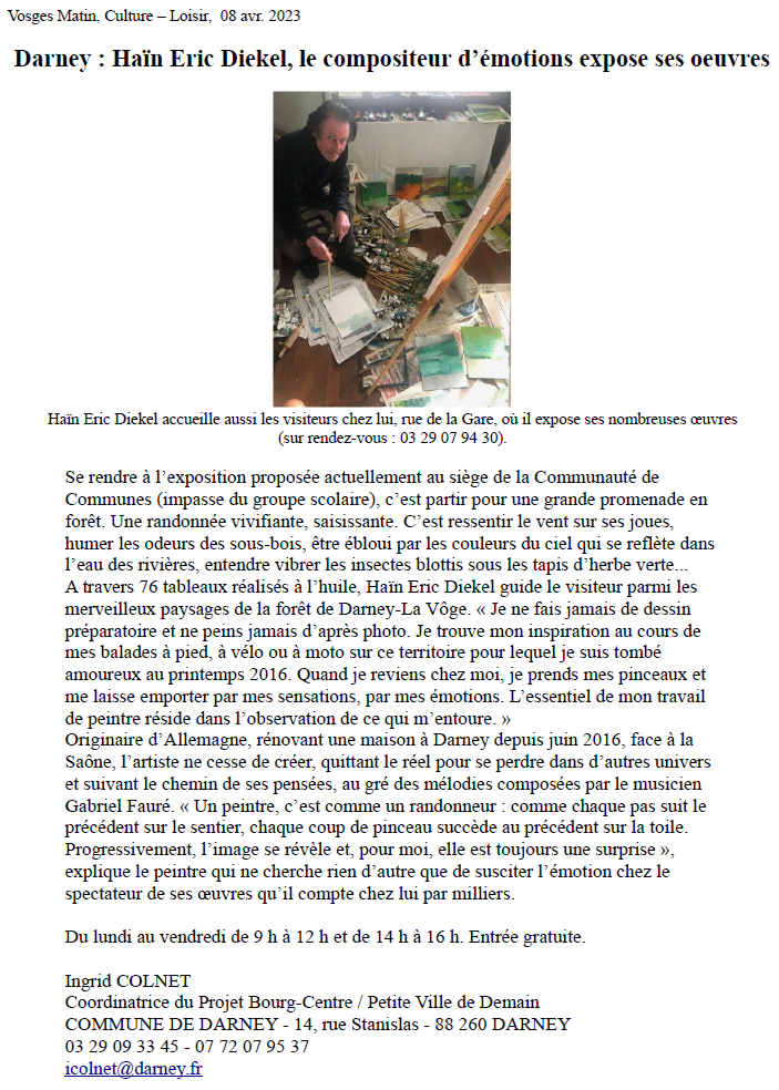  Haïn Eric Diekel accueille aussi les visiteurs chez lui, rue de la Gare, où il expose ses nombreuses œuvres