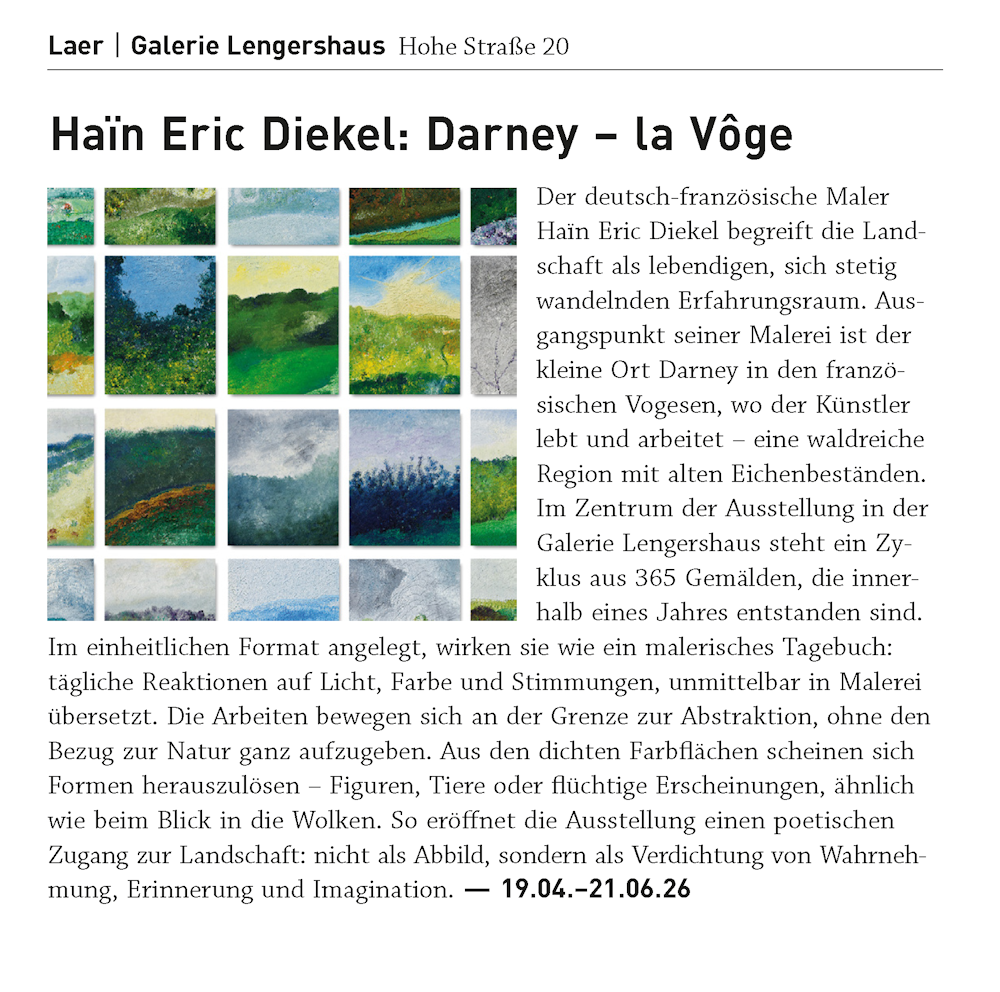 Anzeige im kunstraummünster Ausstellungsmagazien für Münster/Münsterland